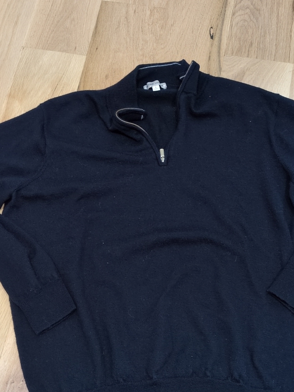 Peter Millar Navy Marino Wool Quarter-Zip Sweater